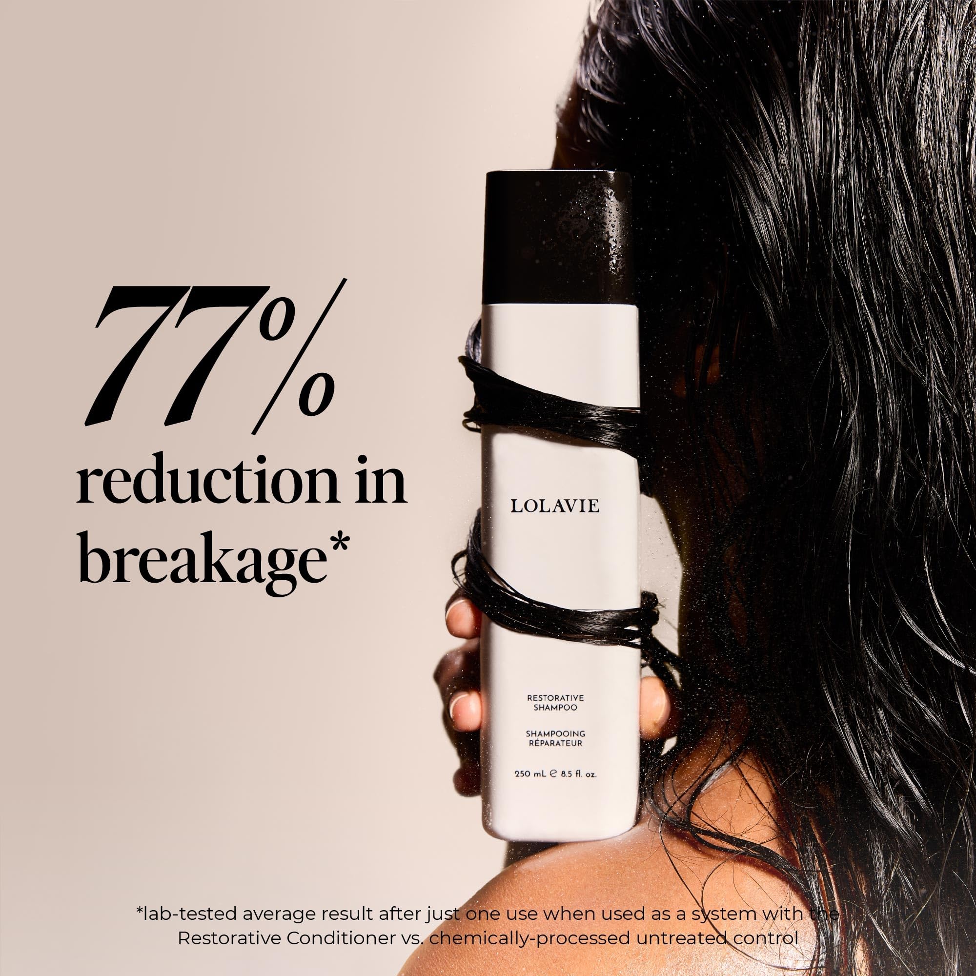 LolaVie Restorative Shampoo – 8.5 oz | Repairs Damage, Reduces Frizz, 12x Softer Hair, Gentle & Color Safe