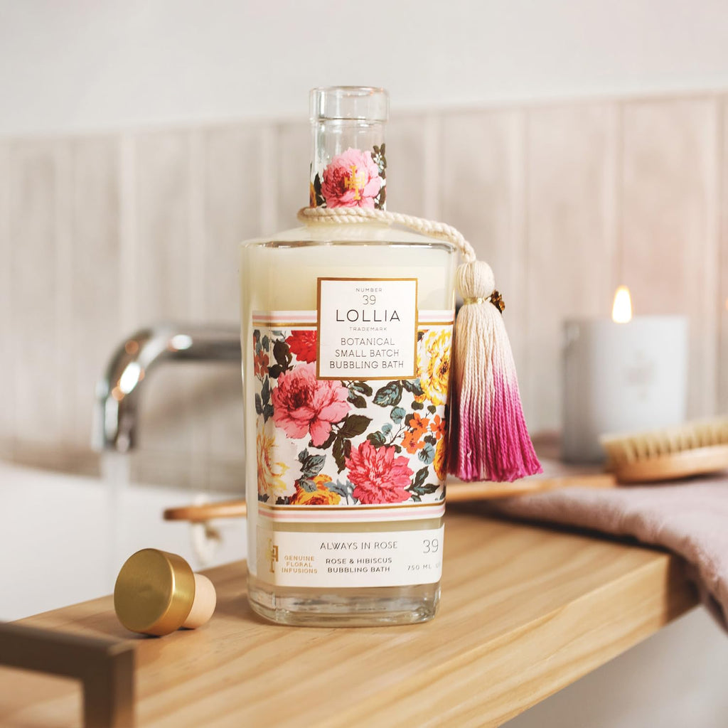LOLLIA Always in Rose Bubble Bath – Rose & Hibiscus Scented Luxury Bubble Bath