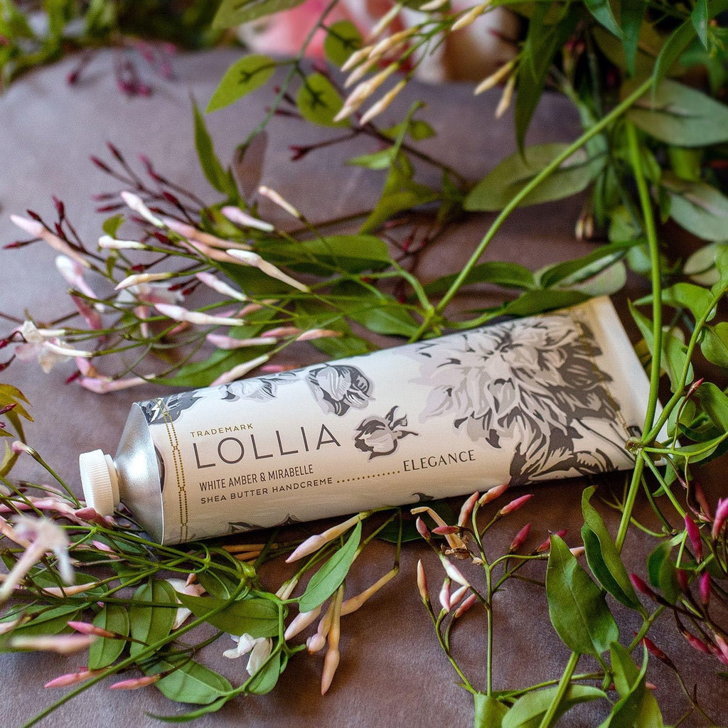 LOLLIA Elegance Handcreme, 4 oz — White Amber & Mirabelle, Moisturizing Hand Cream for Dry Hands