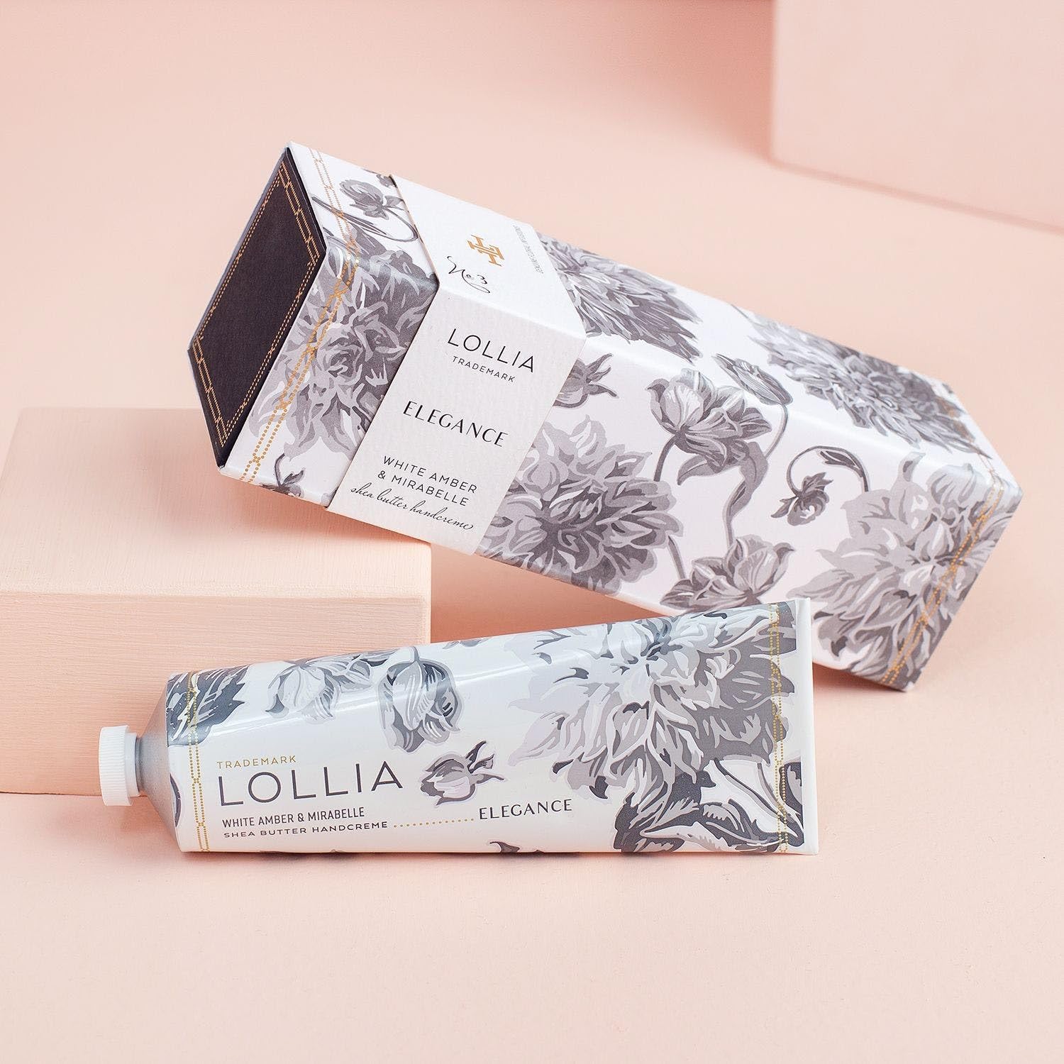 LOLLIA Elegance Handcreme, 4 oz — White Amber & Mirabelle, Moisturizing Hand Cream for Dry Hands