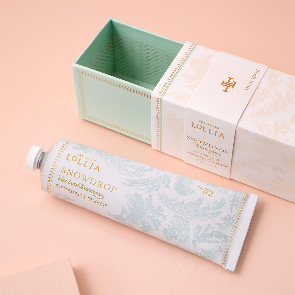 LOLLIA Snowdrop Handcreme – Winterberry & Cashmere Hand Cream, 4 oz