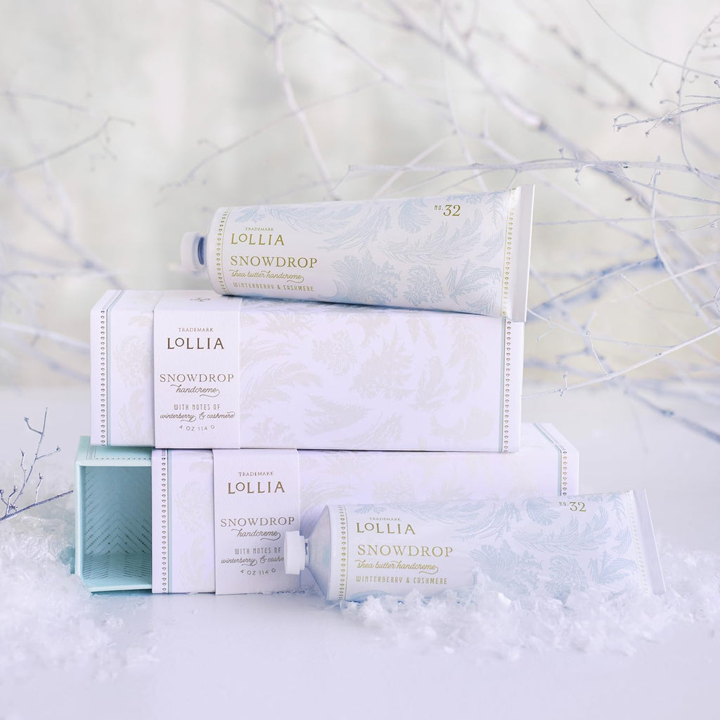 LOLLIA Snowdrop Handcreme – Winterberry & Cashmere Hand Cream, 4 oz