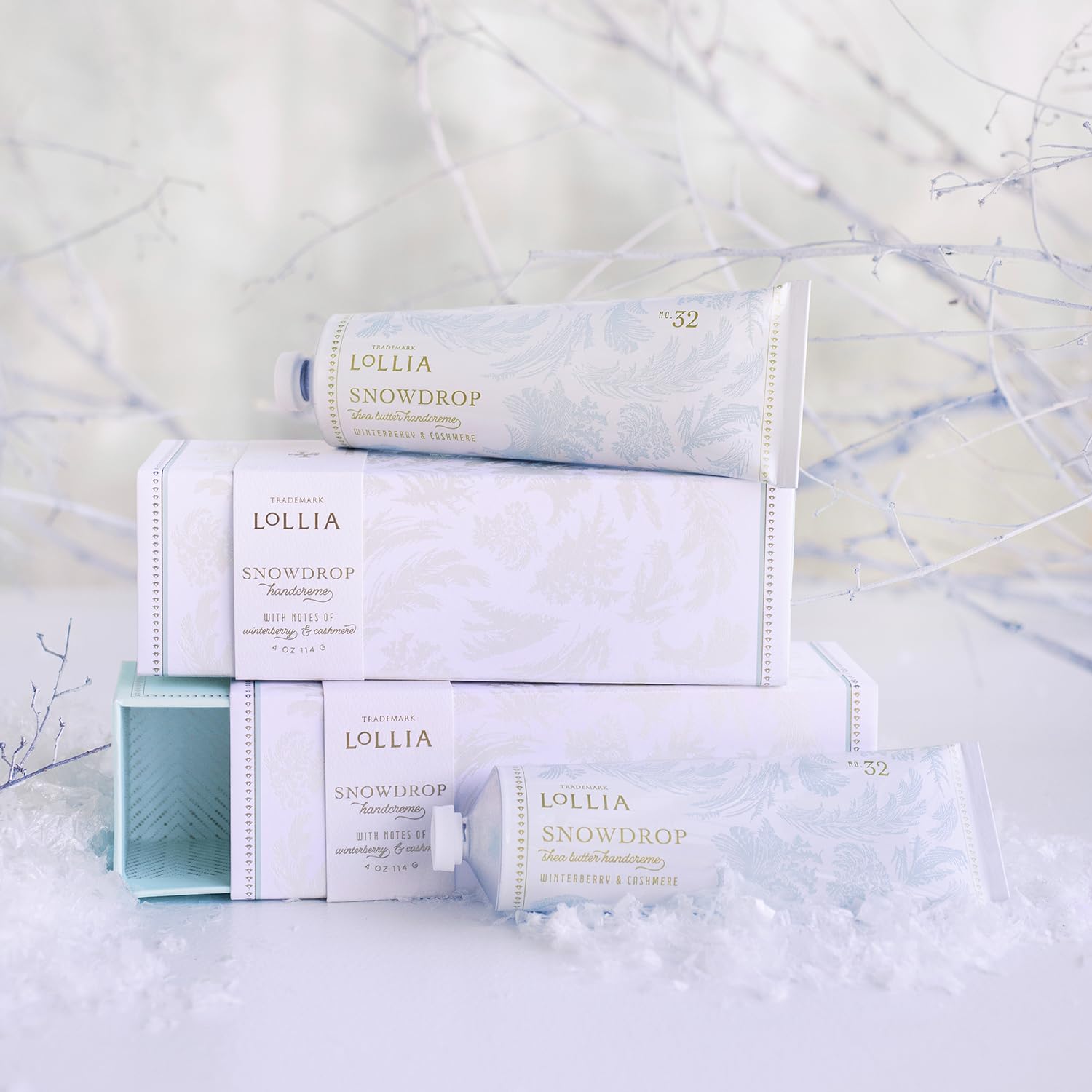 LOLLIA Snowdrop Handcreme – Winterberry & Cashmere Hand Cream, 4 oz