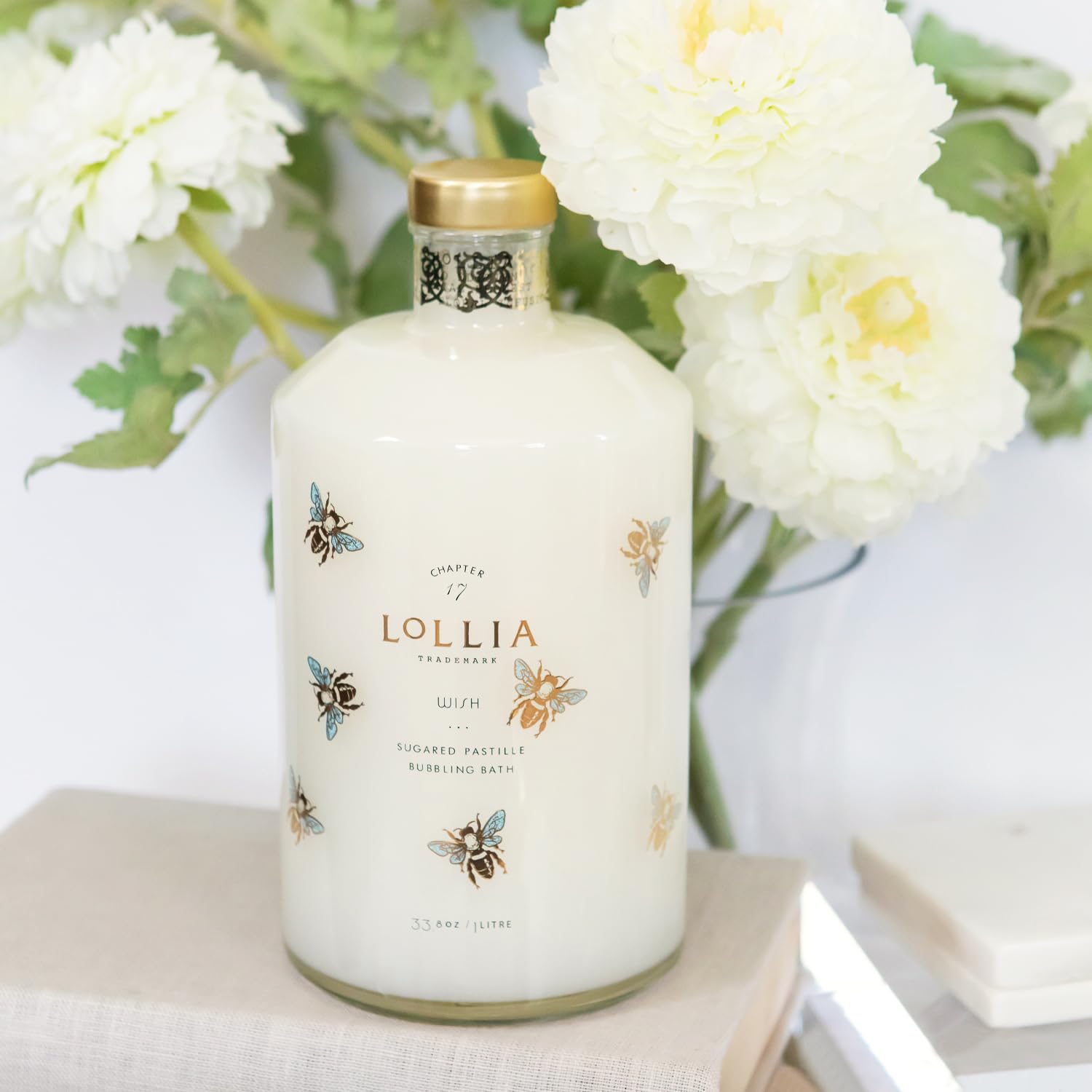 LOLLIA Wish Bubble Bath – Luxury Hydrating Bath Soap with Vanilla Bean, Rice Flower, Jasmine Leaves & Sugar Cane