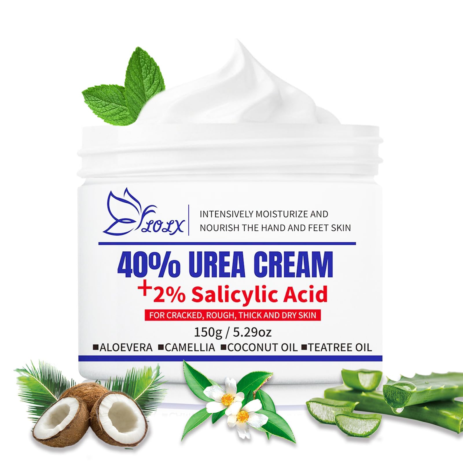 LOLX Urea Cream 40% + Salicylic Acid 2% – Deep Hydration for Feet and Dry Skin (5.29 oz)