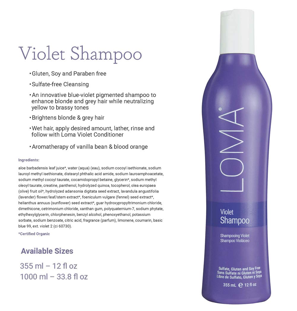 LOMA Violet Shampoo 12 oz — Sulfate, Paraben & Gluten Free, Brightens Blonde