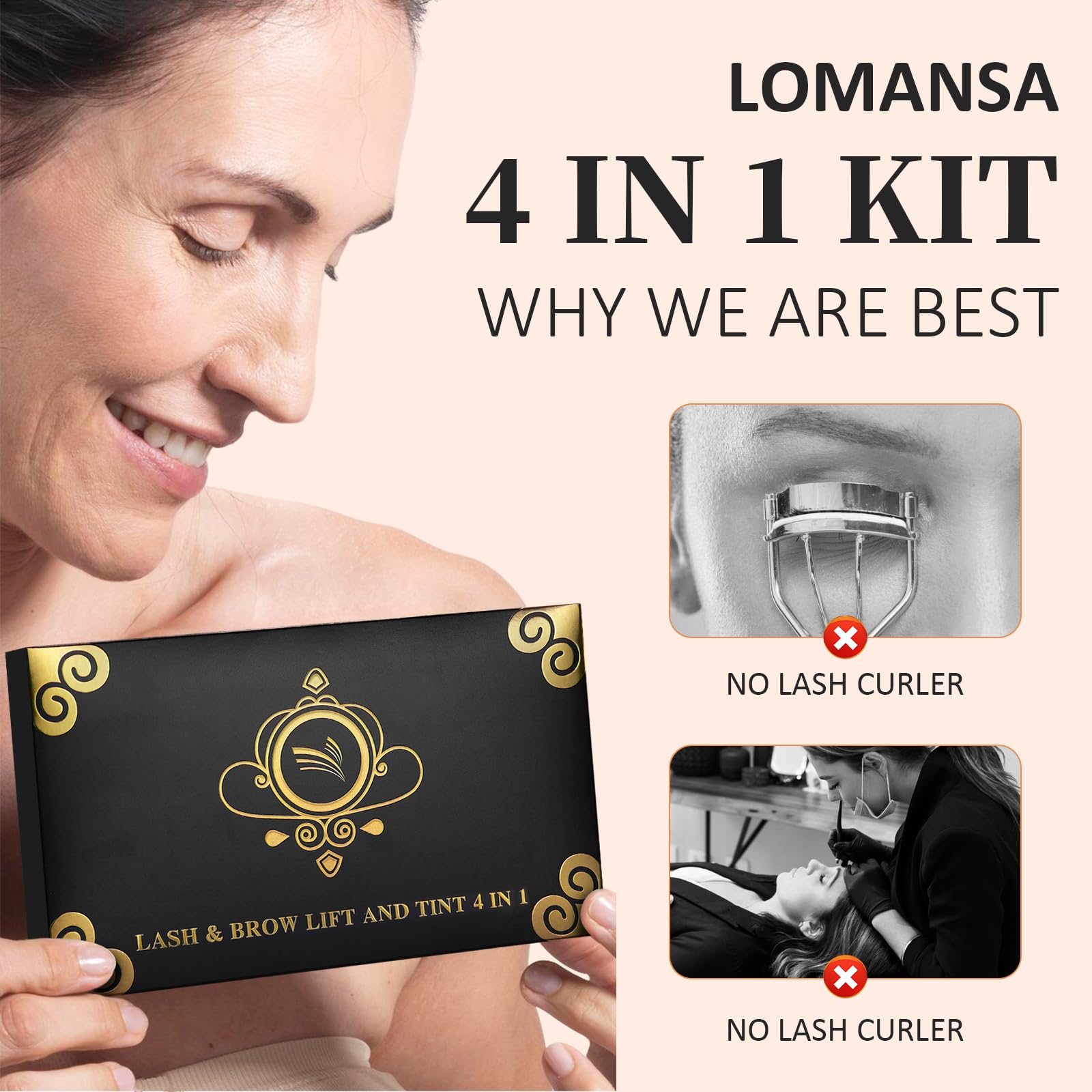 Lomansa Lash Lift Color Kit Black – Instant Curl & Volumizing Color at Home or Salon
