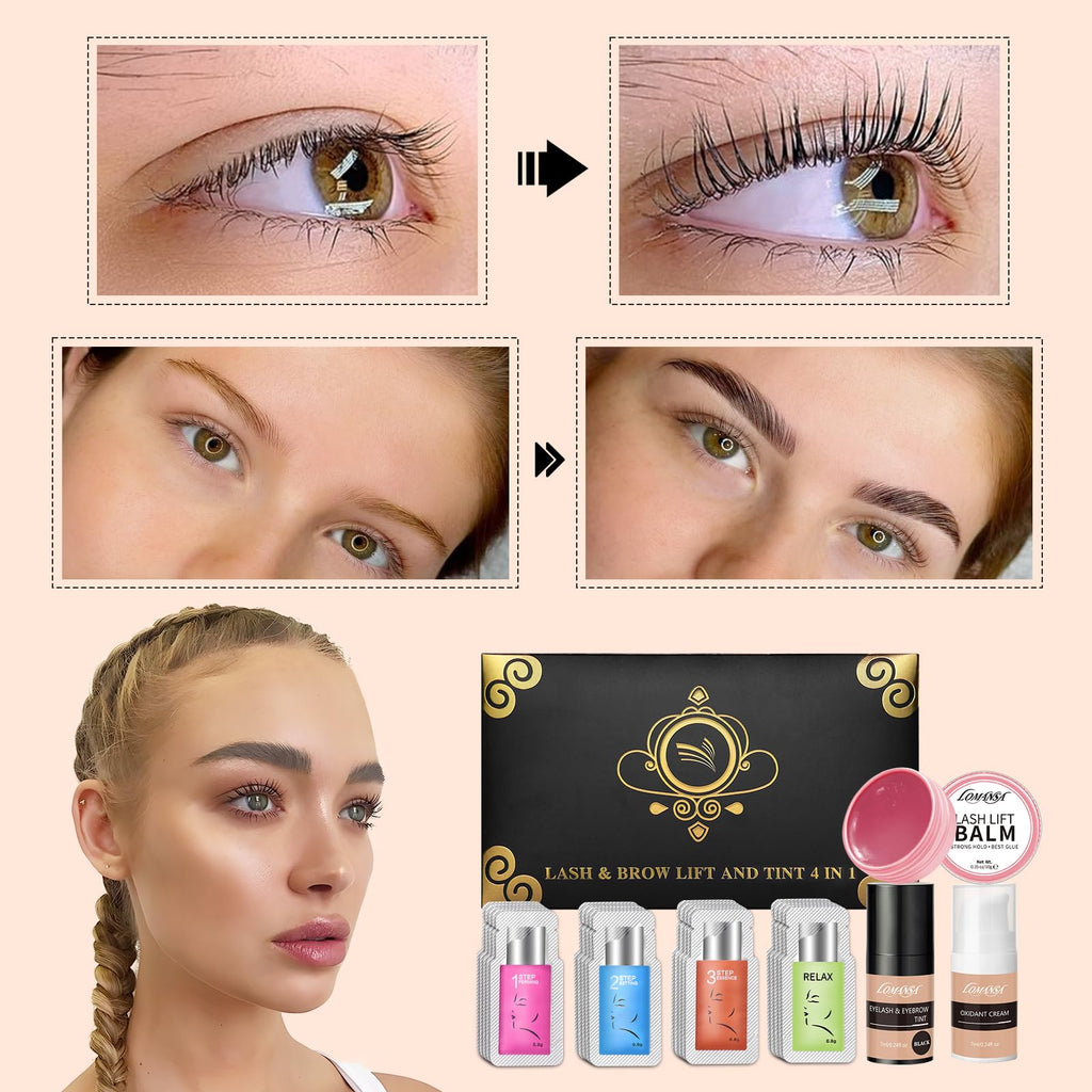 Lomansa Lash Lift Color Kit Black – Instant Curl & Volumizing Color at Home or Salon