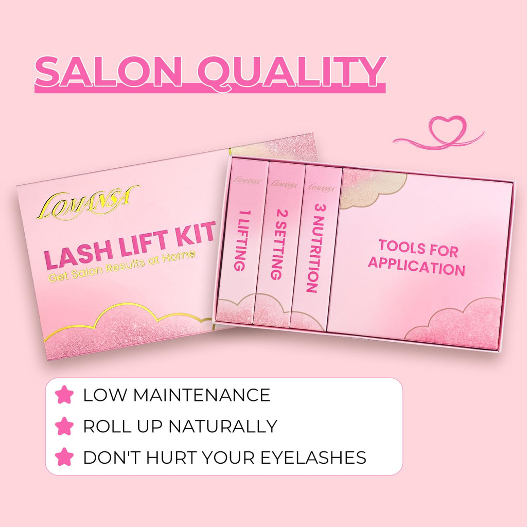 Lomansa Lash Lift Kit for Beginners – At-Home Eyelash Perm with Open Eye Self-Lift Pads