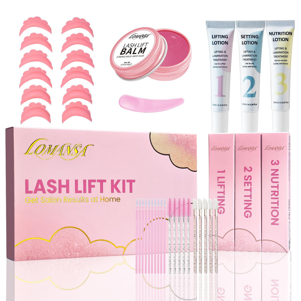 Lomansa Lash Lift Kit for Beginners – At-Home Eyelash Perm with Open Eye Self-Lift Pads