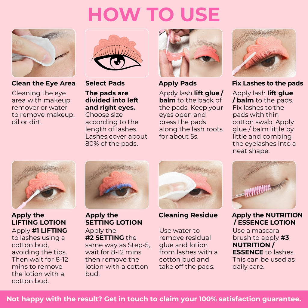 Lomansa Lash Lift Kit for Beginners – At-Home Eyelash Perm with Open Eye Self-Lift Pads