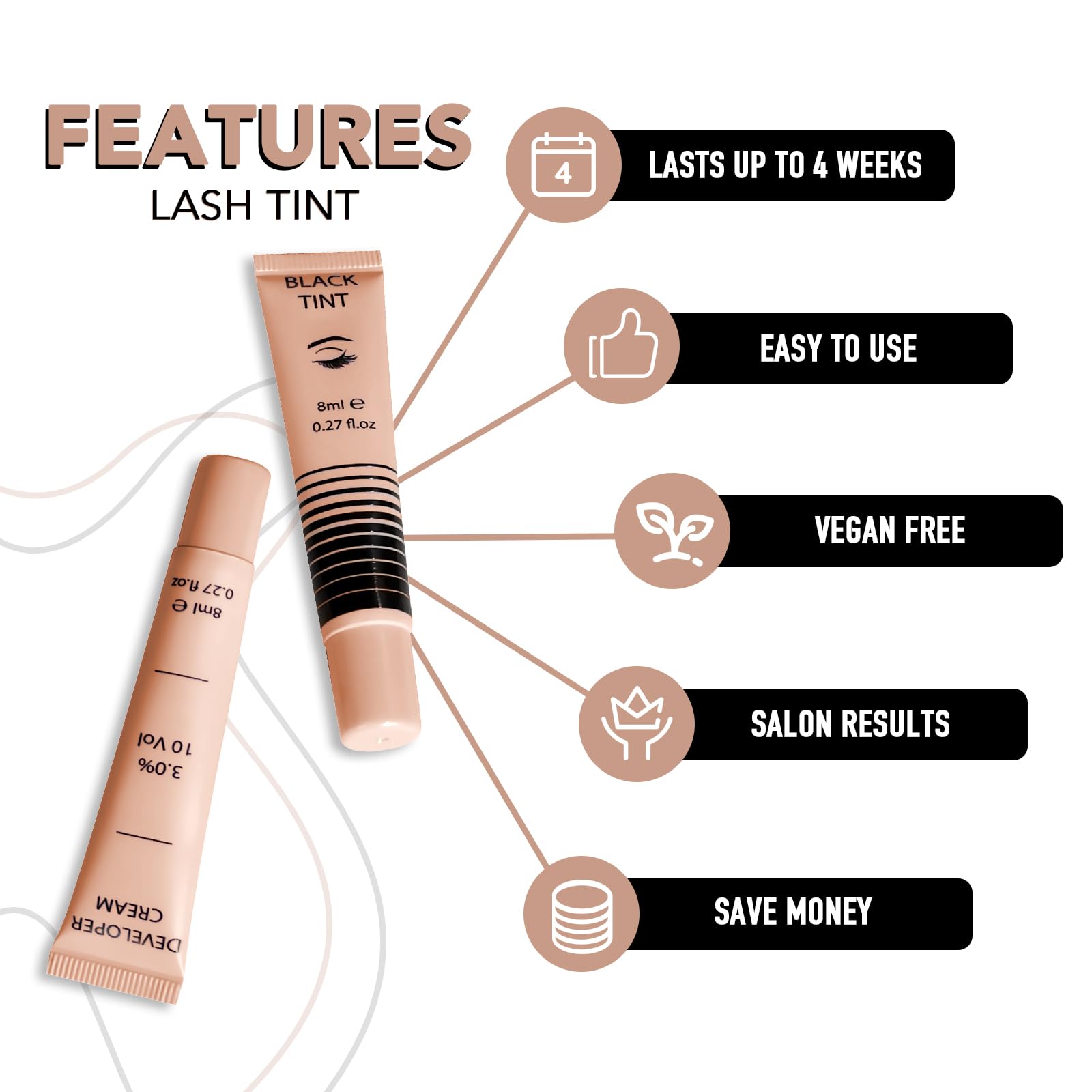 Lomansa Lash Tint Kit – Instant Black Eyelash Dye & Brow Tint, 8ml, Beginner Friendly