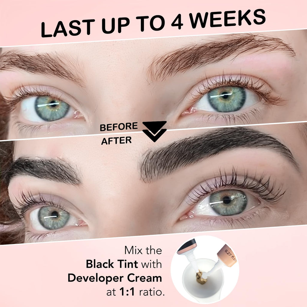 Lomansa Lash Tint Kit – Instant Black Eyelash Dye & Brow Tint, 8ml, Beginner Friendly