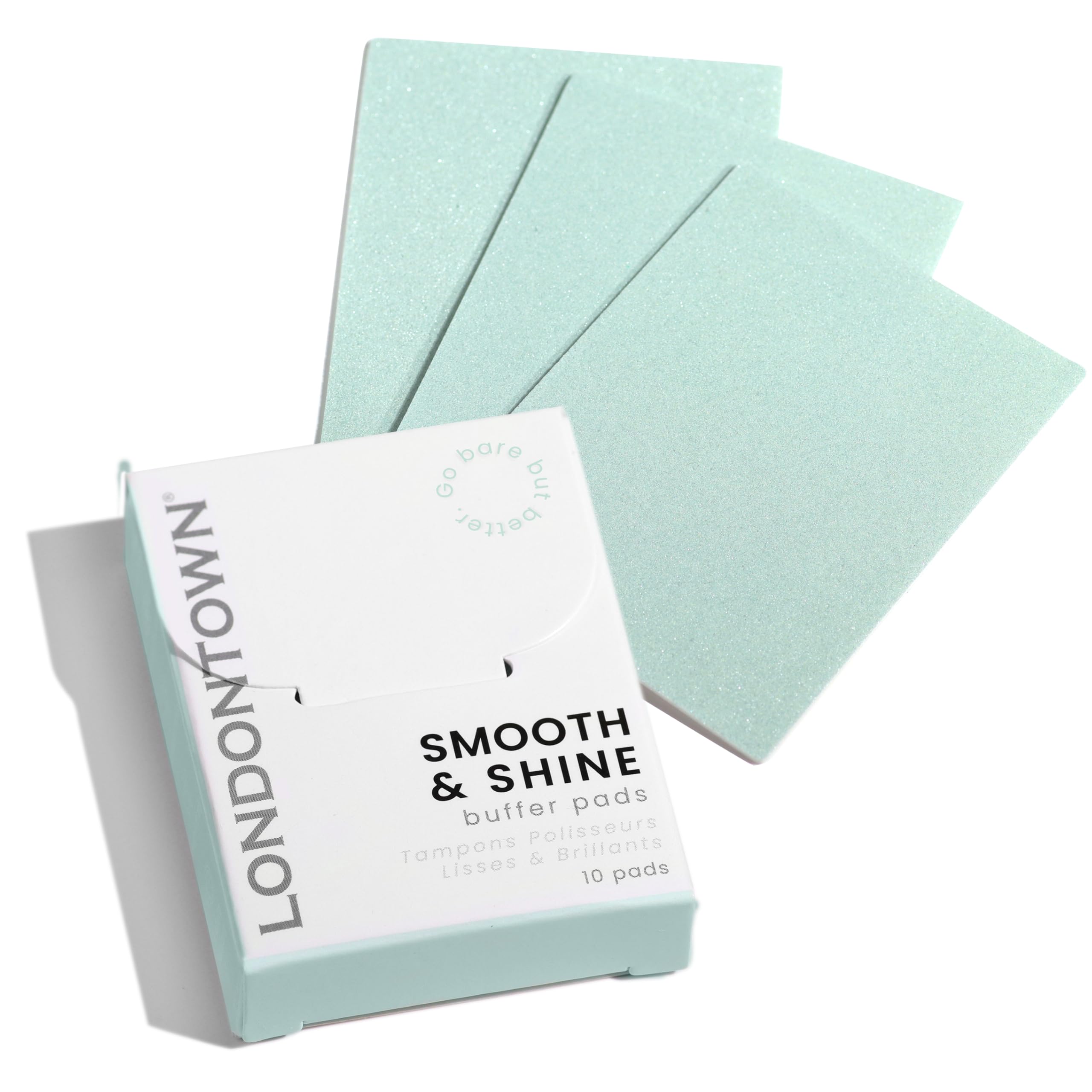 LONDONTOWN Smooth & Shine Buffer Pads - Natural Nail Buffing for Shine | Travel Friendly 10 Count