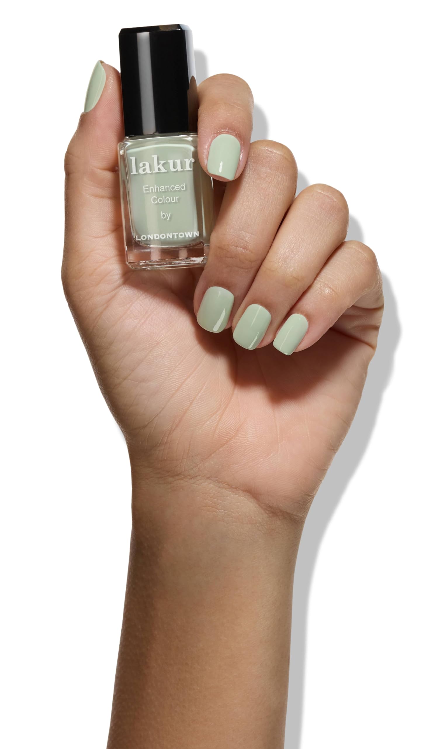 LONDONTOWN lakur Nail Polish – Chip-Resistant, Non-Toxic Formula that Conditions & Hydrates Nails | Glossy White Sage Green, Lichen, 0.40 fl oz