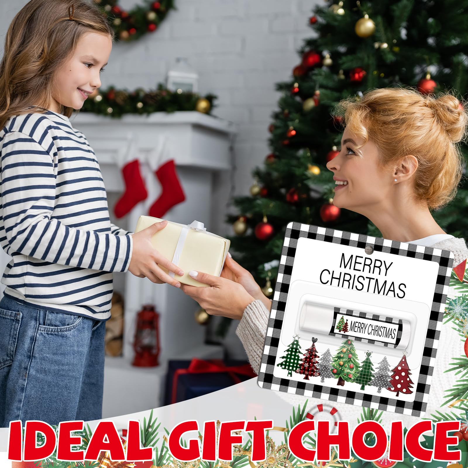 Lonfliness 50-Pack Christmas Lip Balm Gift Set – Moisturizing Lip Care for Holidays, Party Favors & Stocking Stuffers