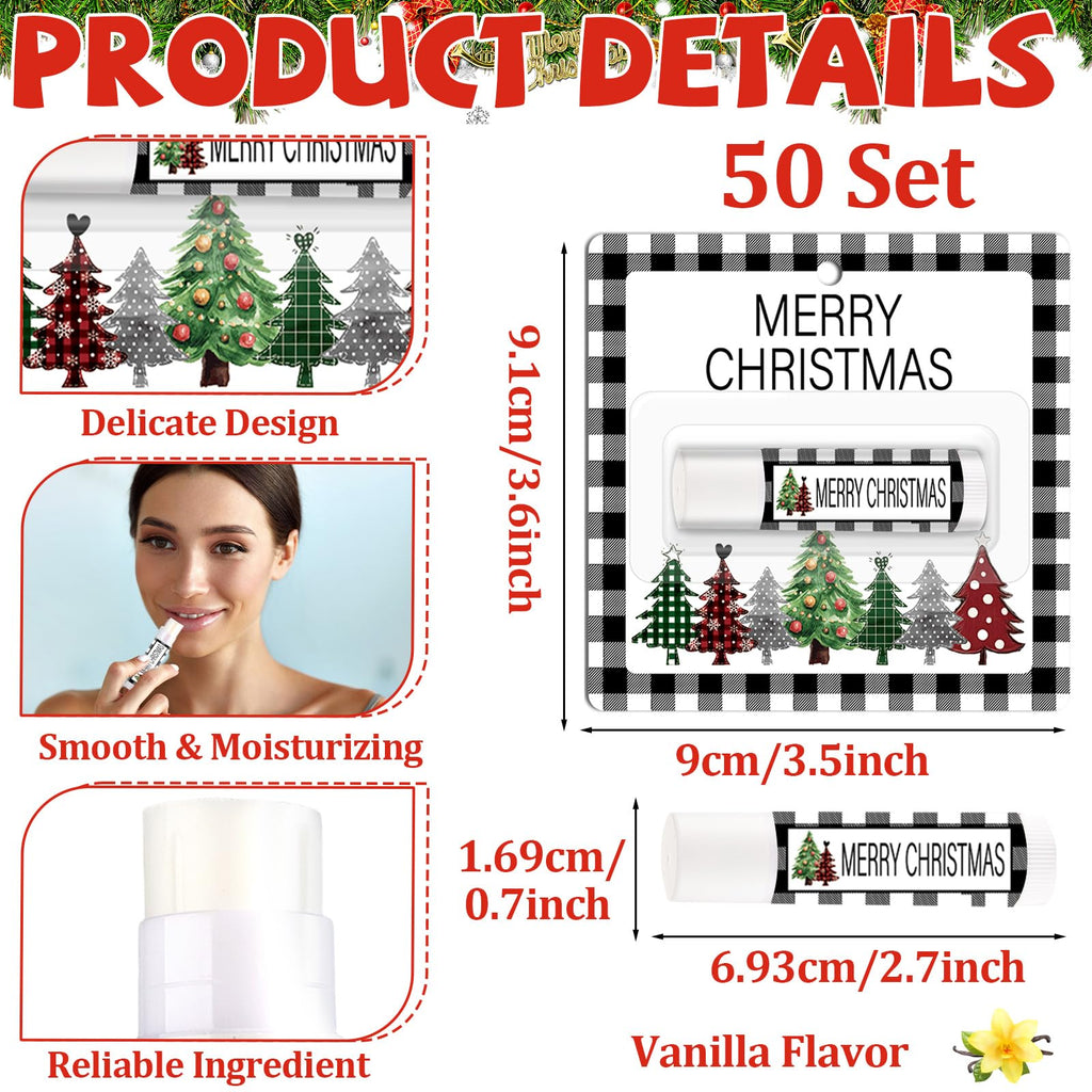 Lonfliness 50-Pack Christmas Lip Balm Gift Set – Moisturizing Lip Care for Holidays, Party Favors & Stocking Stuffers