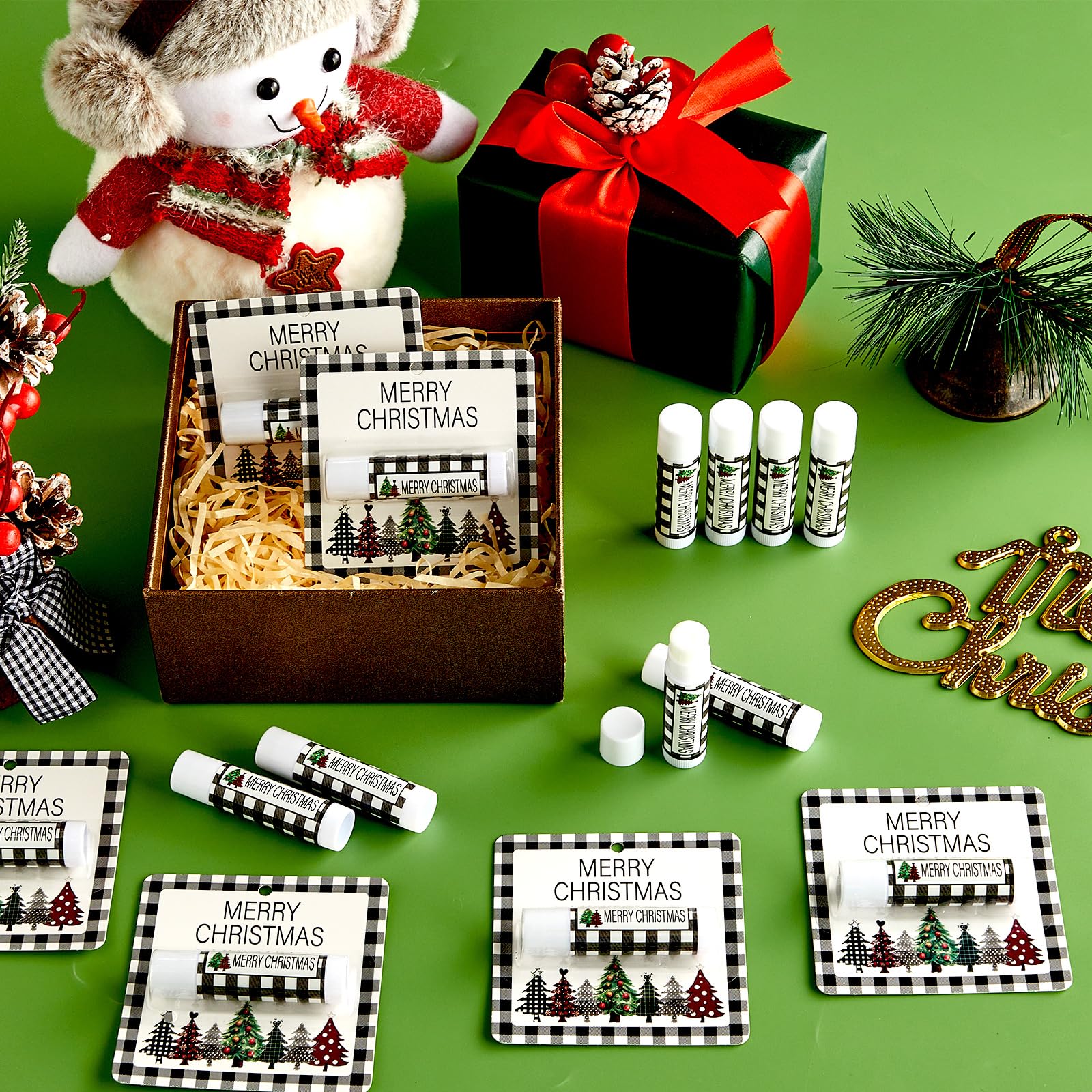 Lonfliness 50-Pack Christmas Lip Balm Gift Set – Moisturizing Lip Care for Holidays, Party Favors & Stocking Stuffers
