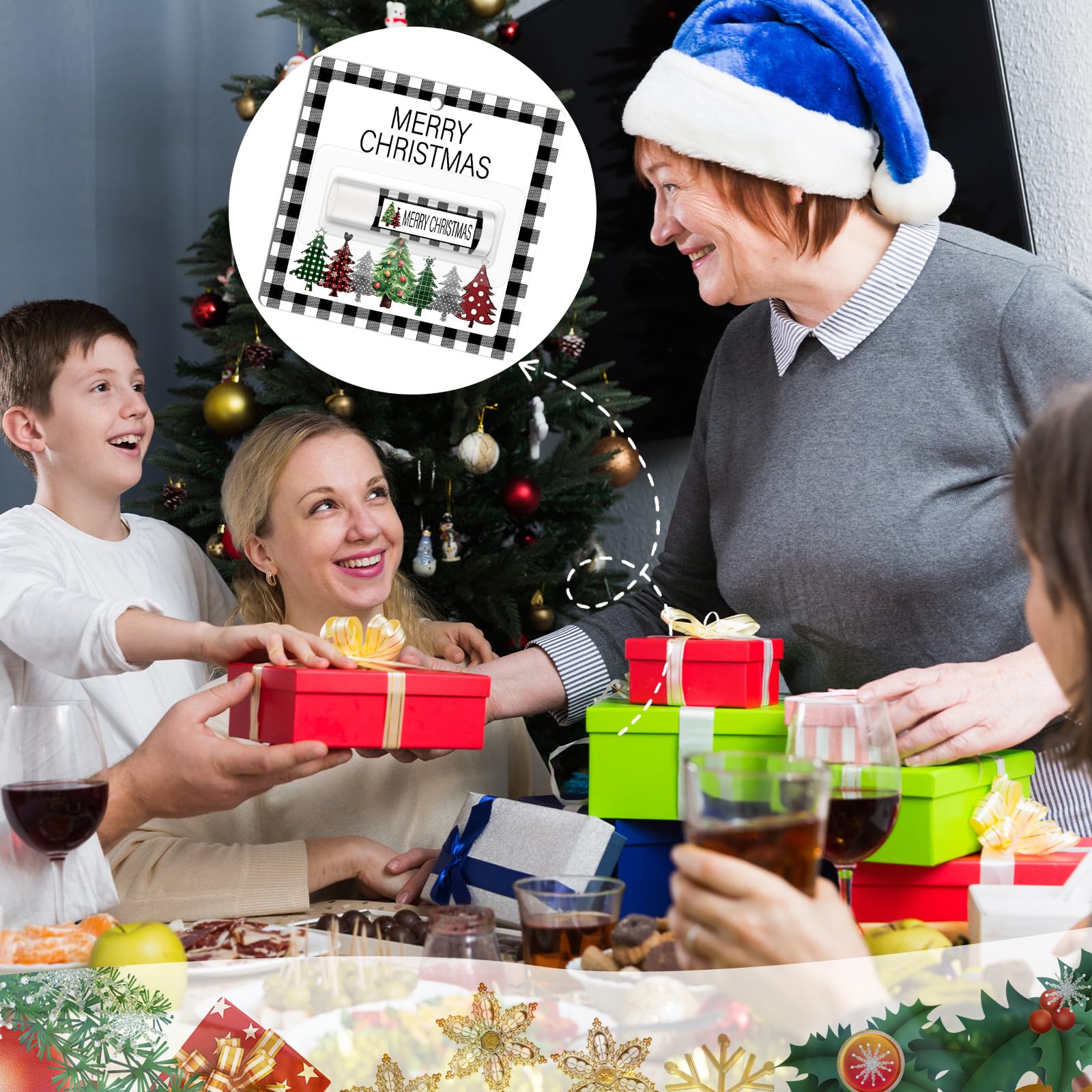 Lonfliness 50-Pack Christmas Lip Balm Gift Set – Moisturizing Lip Care for Holidays, Party Favors & Stocking Stuffers