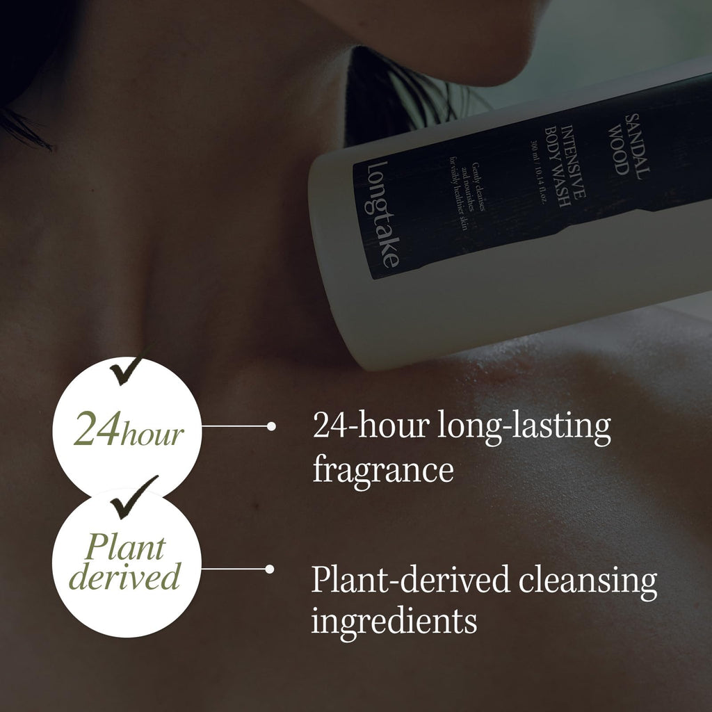 LONGTAKE Sandalwood Intensive Perfume Body Wash – Hydrating, Fragrance-Lasting, Skin Barrier Support