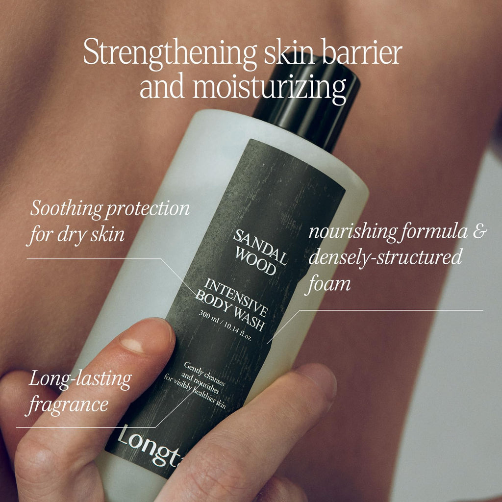 LONGTAKE Sandalwood Intensive Perfume Body Wash – Hydrating, Fragrance-Lasting, Skin Barrier Support