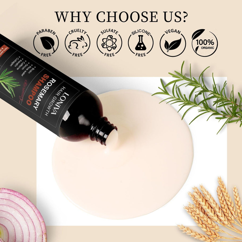 LONIVA Rosemary Hair Growth Shampoo – All-Natural Vegan Formula (16.6 oz)