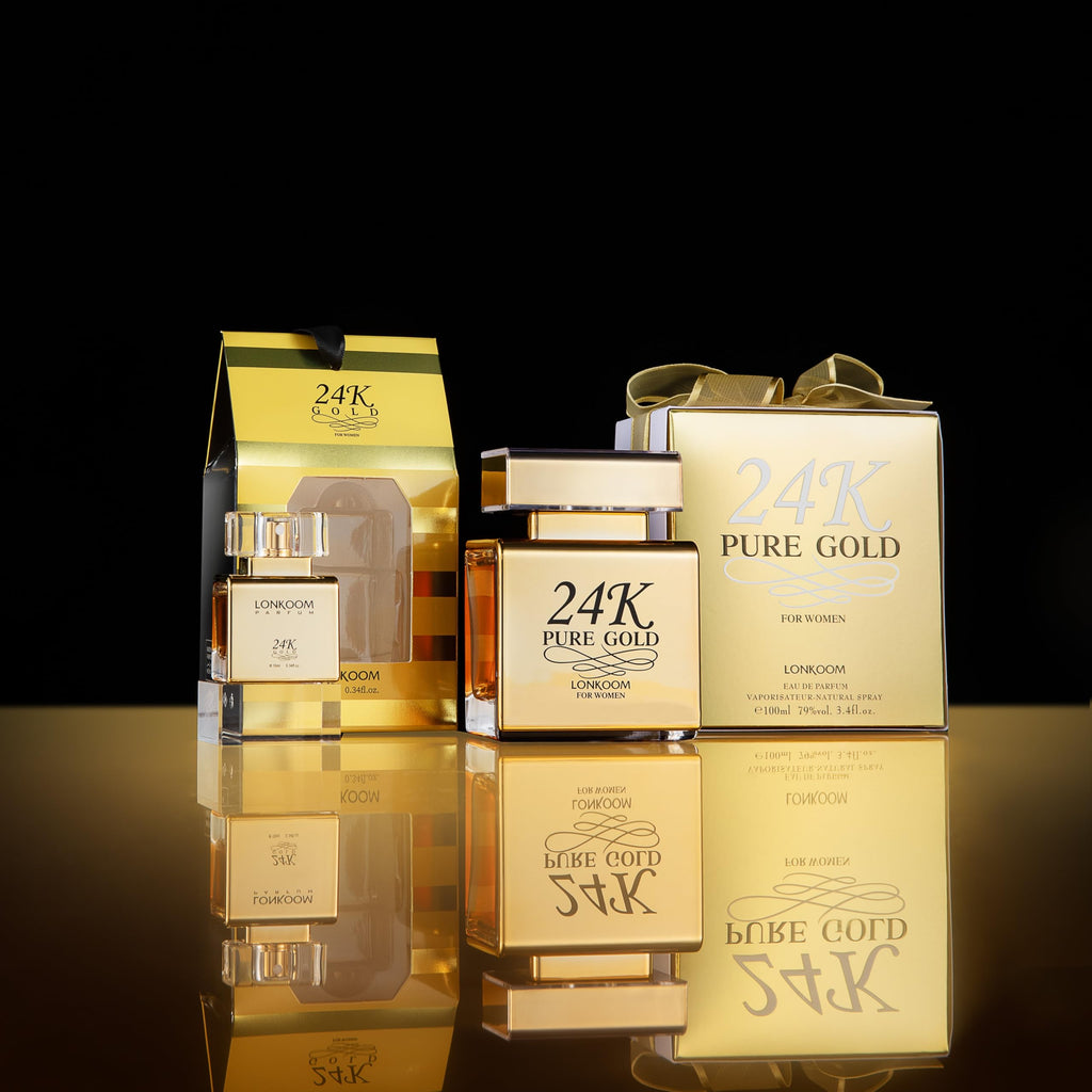 Lonkoom 24K Pure Gold Perfume for Women – Long-Lasting Praline Vanilla EDP, 3.4 fl oz