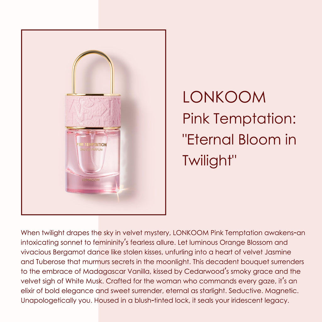 Lonkoom Lock Pink Temptation Eau de Parfum for Women – Floral Woody, 50ml