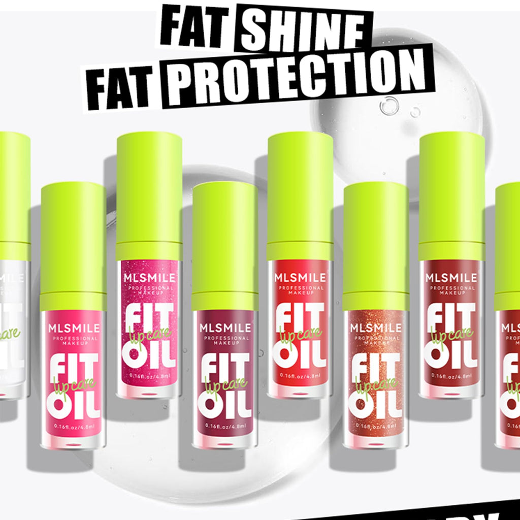 Loobexery 8-Shade Fat Oil Lip Gloss – Hydrating Lip Glow Oil with Big Brush Head, Non-Sticky Shine