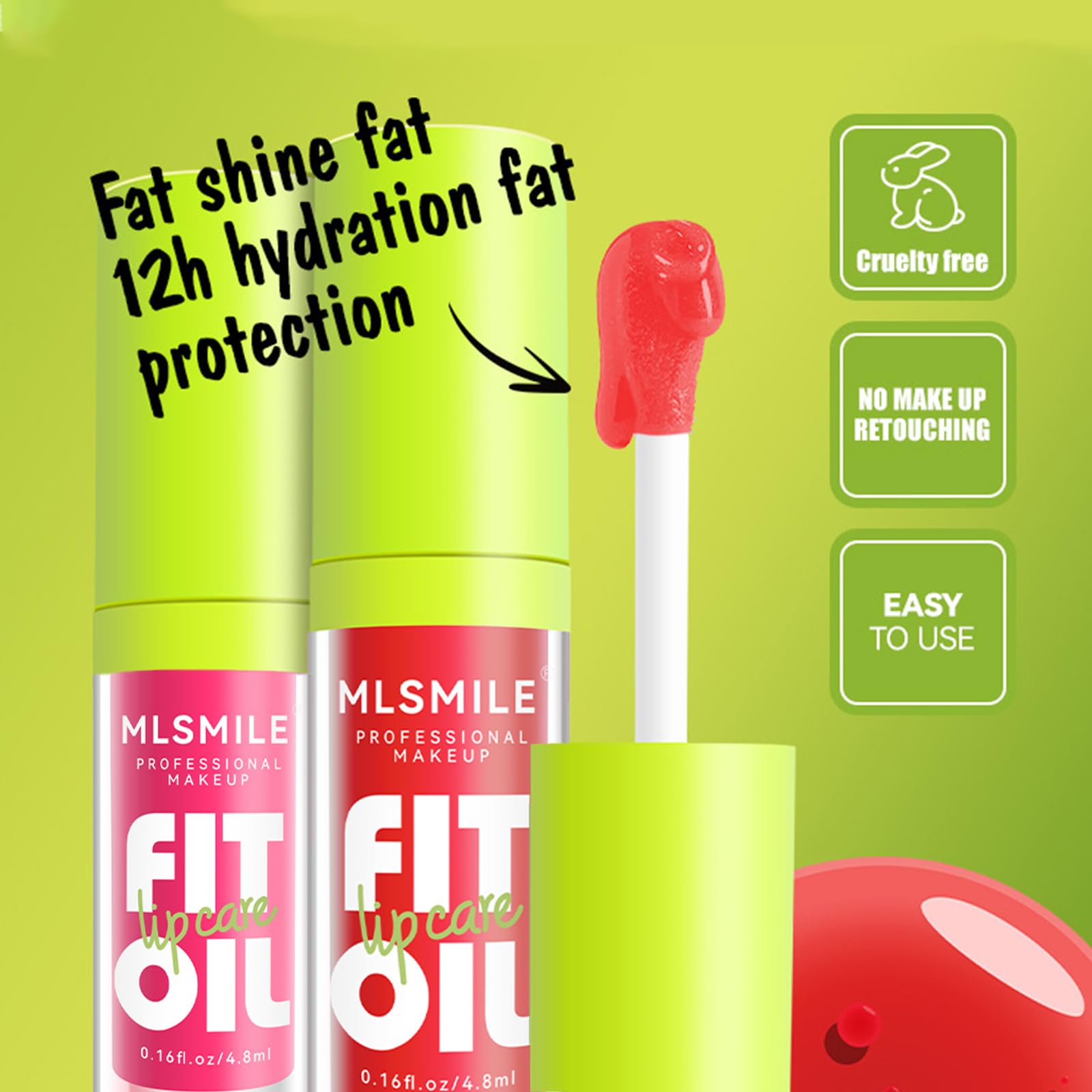 Loobexery 8-Shade Fat Oil Lip Gloss – Hydrating Lip Glow Oil with Big Brush Head, Non-Sticky Shine