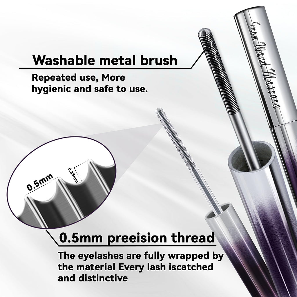 Loobexery 3D Curling Iron Wand Mascara – 2-Pack, Metal, Washable & Smudge-Proof