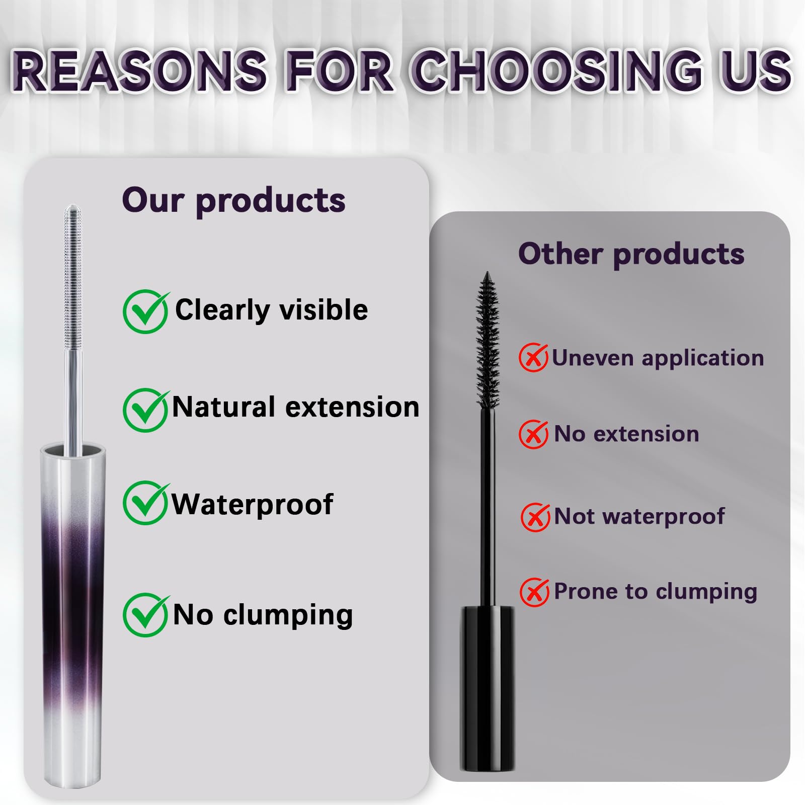 Loobexery 3D Curling Iron Wand Mascara – 2-Pack, Metal, Washable & Smudge-Proof