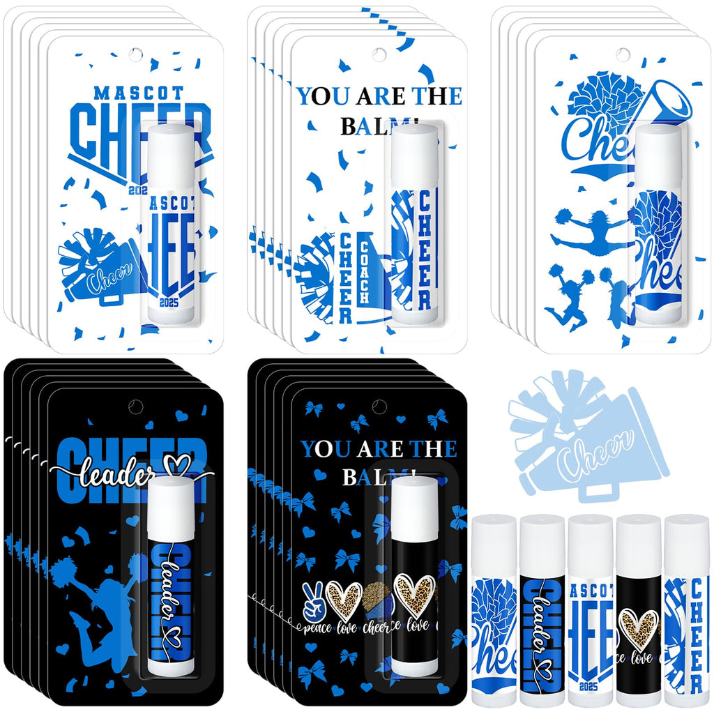 Loopeer 30 Pcs Blue Cheers Lip Balm Set — Bulk Gifts for Cheerleaders