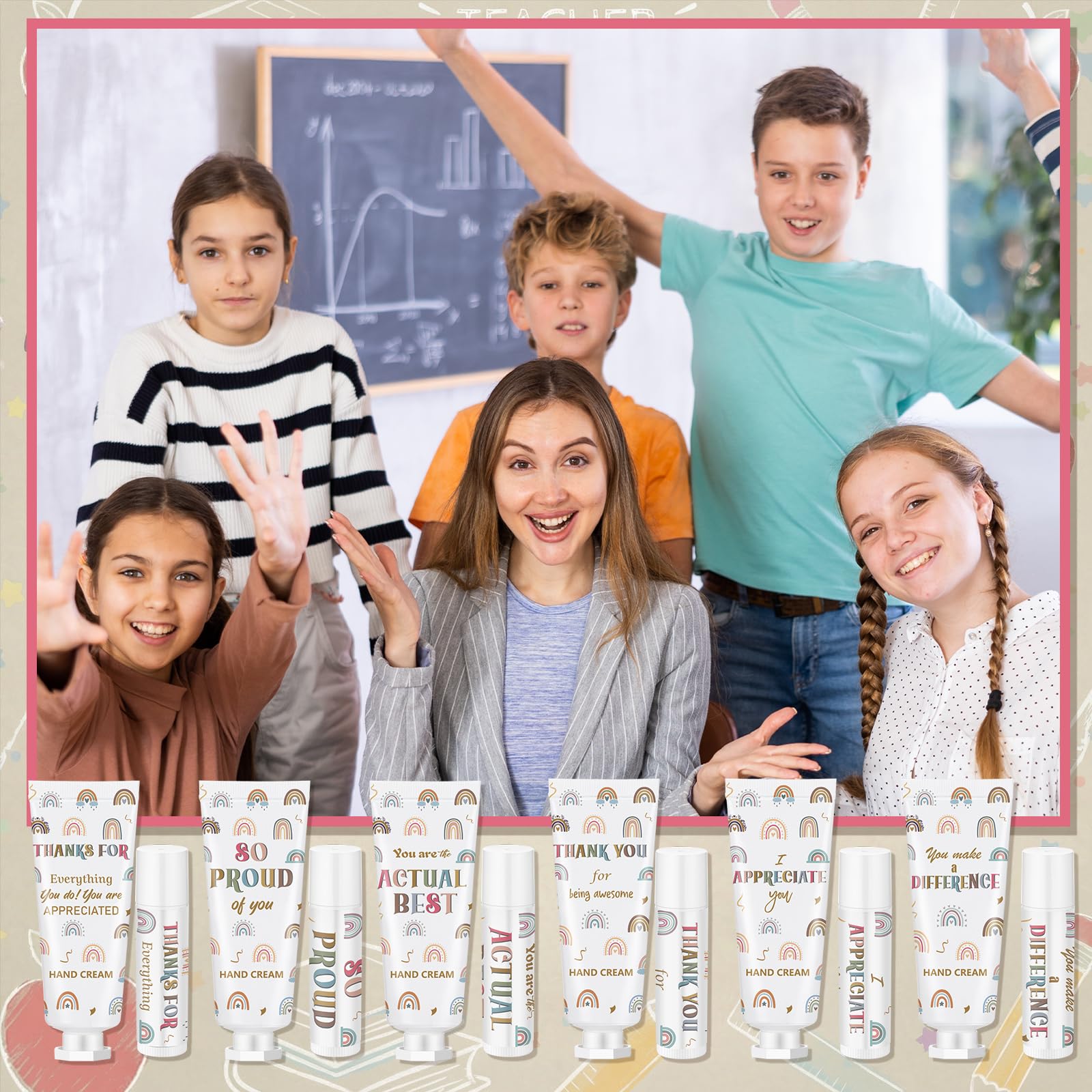 Loopeer 12-Set Boho Rainbow Lip Balm & Hand Cream Gift – Bulk Teacher & Employee Appreciation