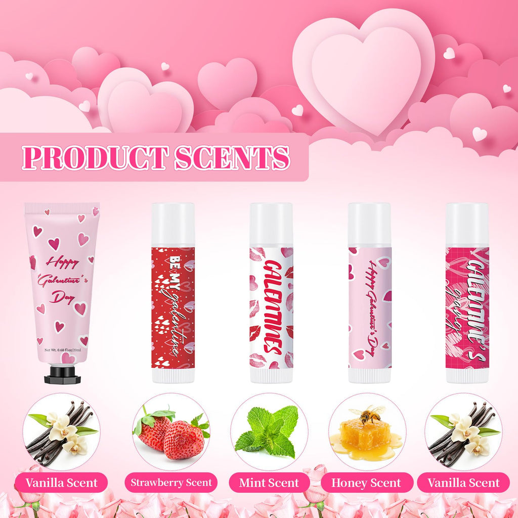 Loopeer 12-Piece Galentine's Day Hand Cream & Lip Balm Gift Set | Bulk Gifts with Cards & Organza Bags