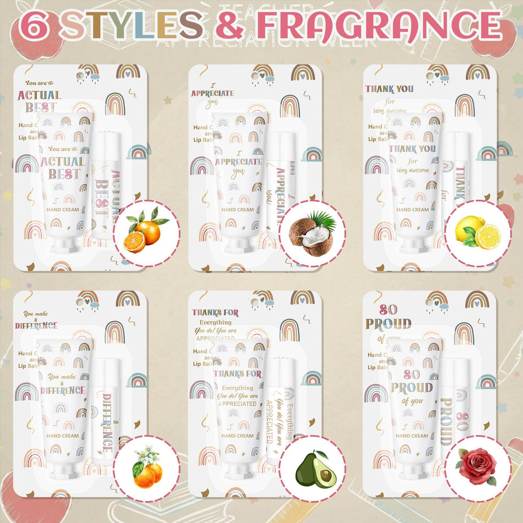 Loopeer 12-Set Boho Rainbow Lip Balm & Hand Cream Gift – Bulk Teacher & Employee Appreciation