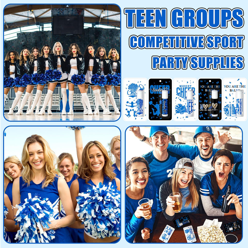 Loopeer 30 Pcs Blue Cheers Lip Balm Set — Bulk Gifts for Cheerleaders