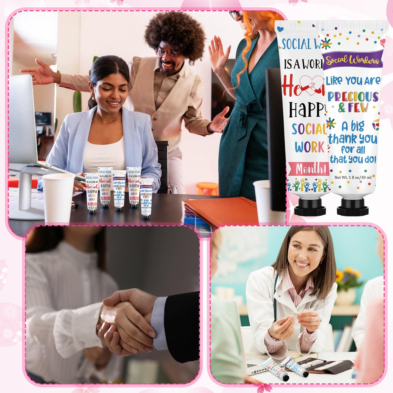Loopeer 24 Pcs Social Worker Appreciation Hand Cream Set – 30ml Travel Size, Dual-Sided Design