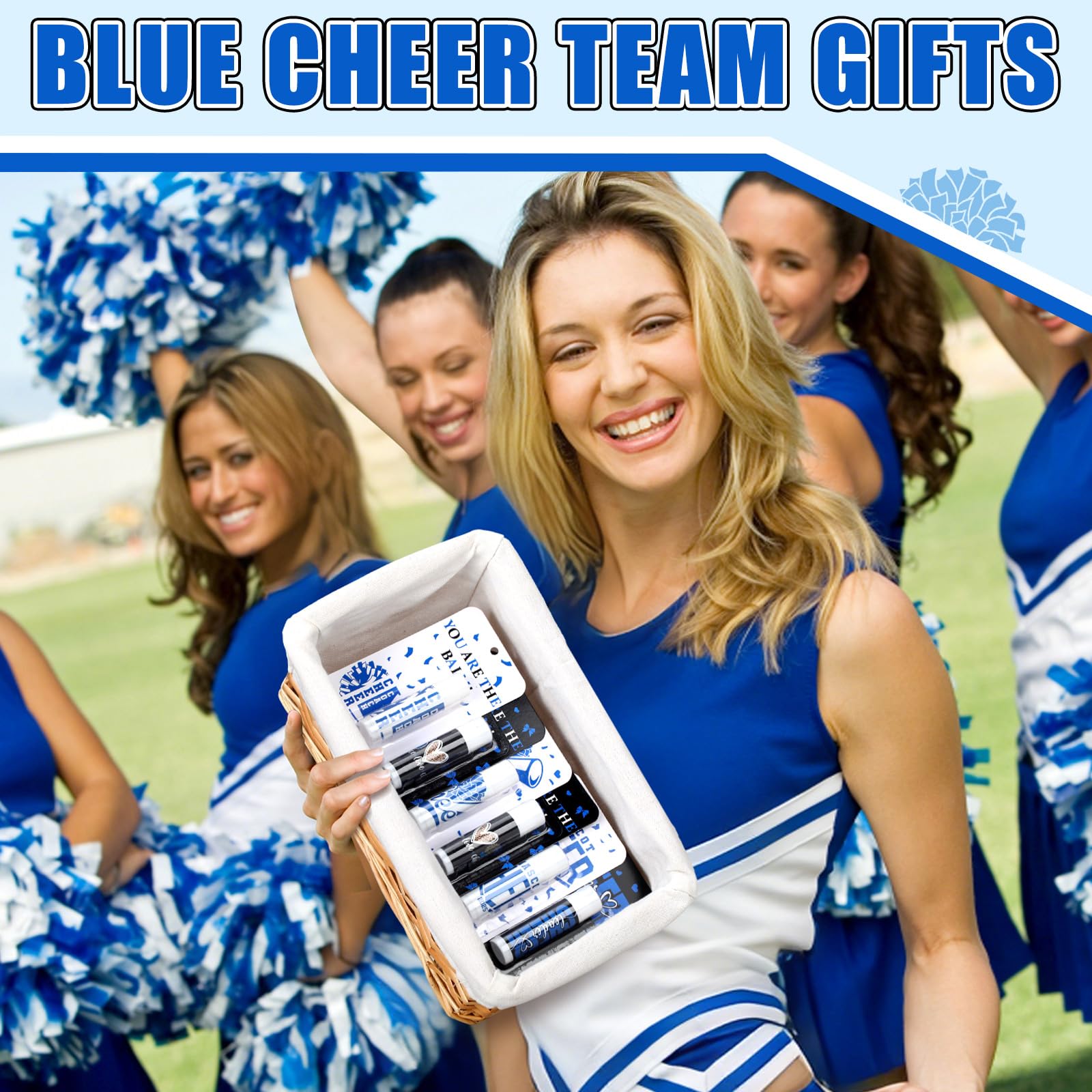 Loopeer 30 Pcs Blue Cheers Lip Balm Set — Bulk Gifts for Cheerleaders