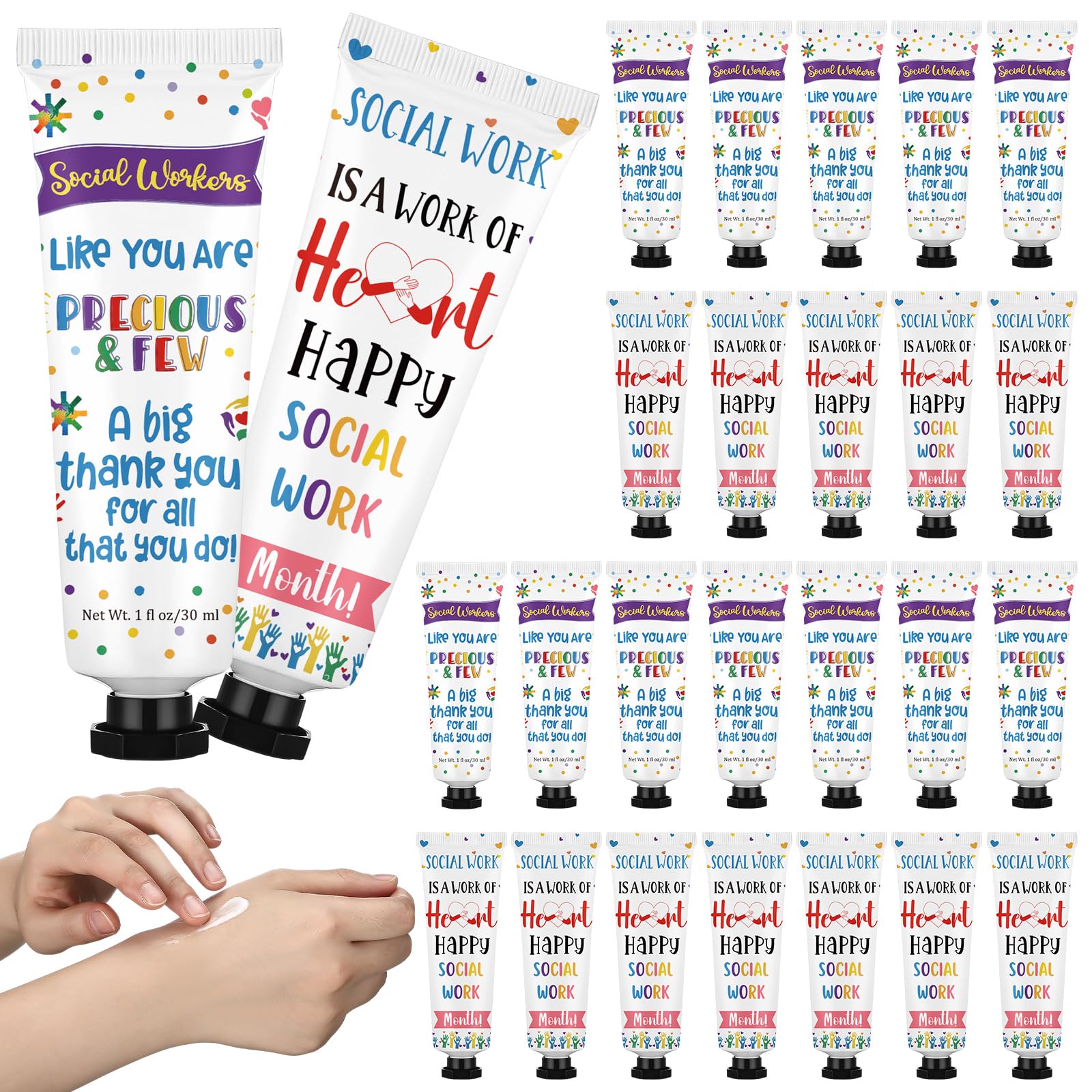 Loopeer 24 Pcs Social Worker Appreciation Hand Cream Set – 30ml Travel Size, Dual-Sided Design