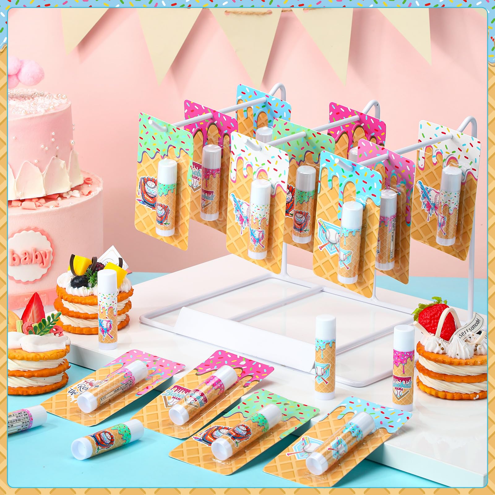 Loopeer 30-Piece Valentine Ice Cream Drip Baseball Lip Balms – Team Gifts & Party Favors