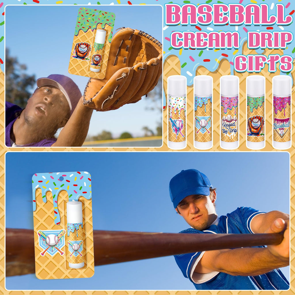 Loopeer 30-Piece Valentine Ice Cream Drip Baseball Lip Balms – Team Gifts & Party Favors