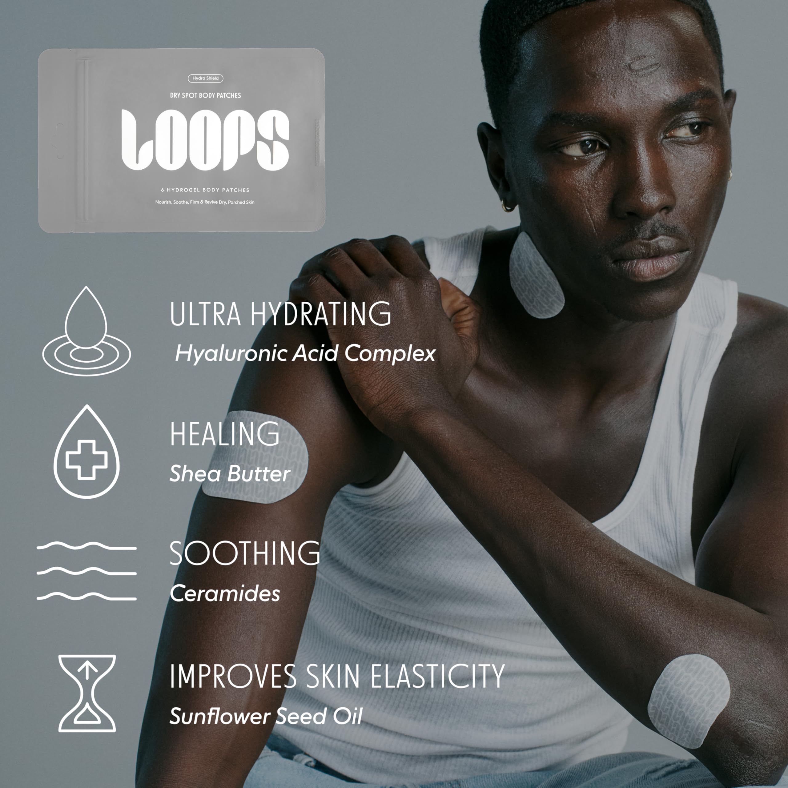 LOOPS HydraShield Hydrating Hydrogel Body Patches – Deep Moisture & Elasticity (Pack of 6)