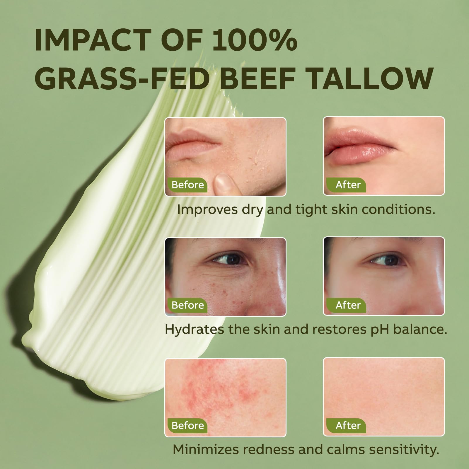 LOPIANY Whipped Beef Tallow for Skin – Grass-Fed Tallow & Honey Balm for Face & Body