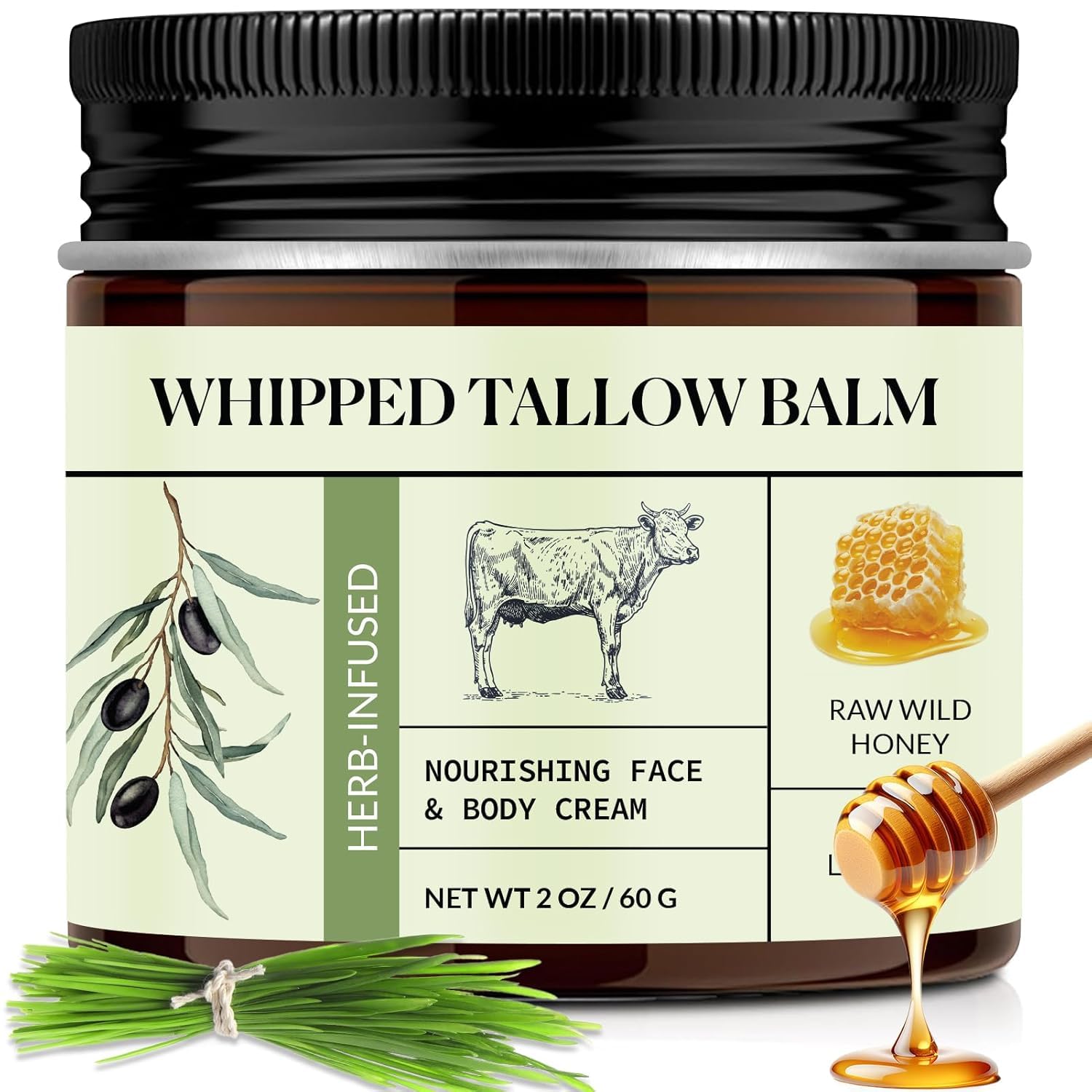 LOPIANY Whipped Beef Tallow for Skin – Grass-Fed Tallow & Honey Balm for Face & Body