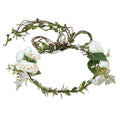 Lopsity Rose Floral Crown Headband – Adjustable White Wedding Hair Wreath