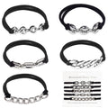 Loqpol Gold Bracelet Hair Ties – 5PCS 2-in-1 Elastic Scrunchies with Metal Beads (No-Damage Ponytail Holders) – Gift Set for Women & Girls (Black & Silver)