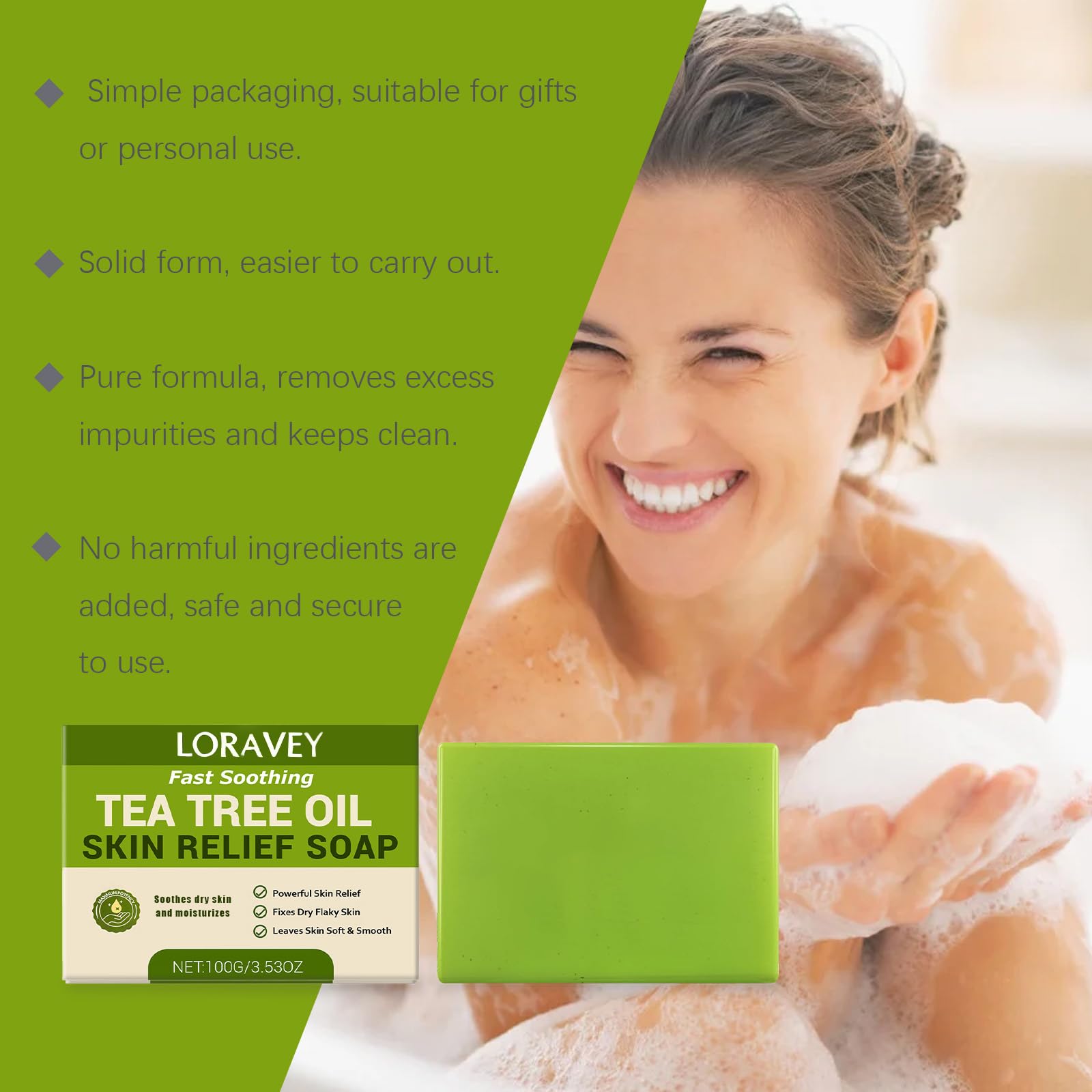 Loravey Antifungal Relief Soap Bar with Tea Tree Oil – Gentle Foot & Body Cleanser