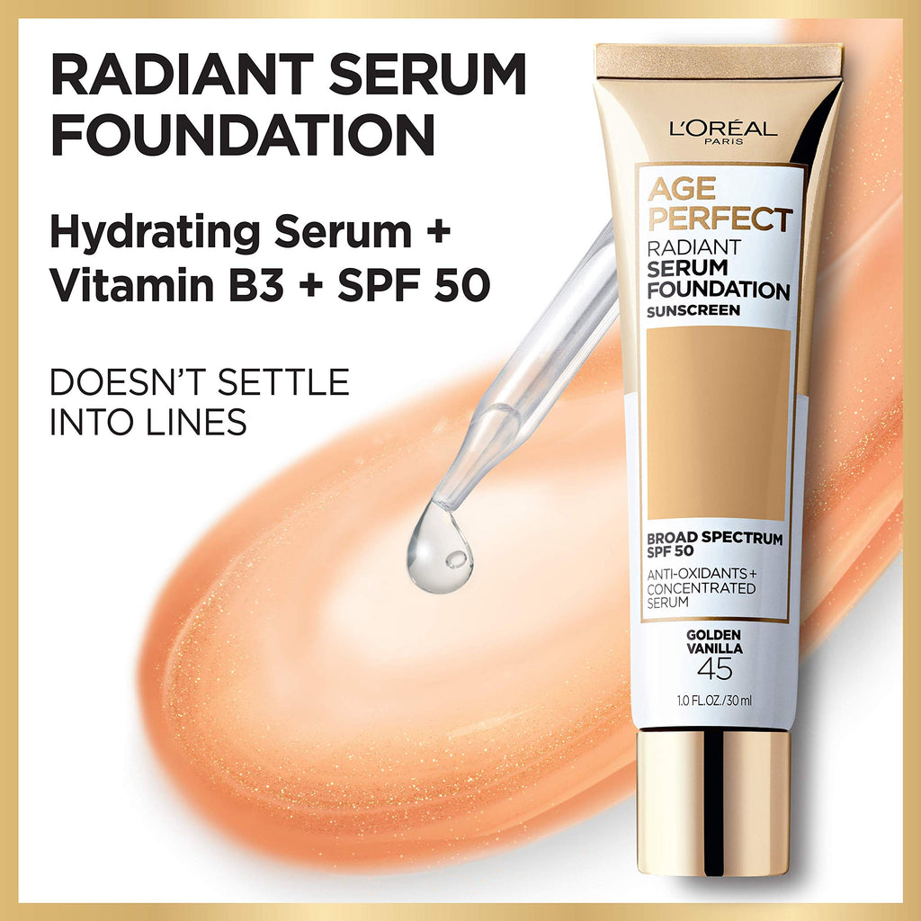 L'Oreal Paris Age Perfect Radiant Serum Foundation SPF 50 – Golden Honey | Hydration & Light Coverage