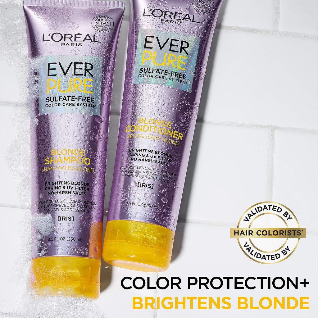 L'Oreal Paris EverPure Blonde Sulfate-Free Shampoo – Neutralizes Brass & Balances Blonde Hair | 2 x 8.5 oz